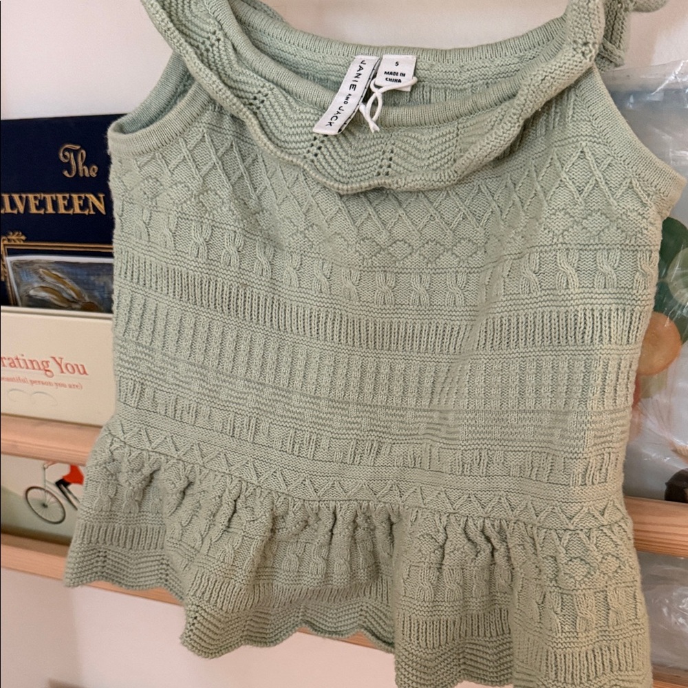 Janie and Jack Sage Green Knitted Blouse - Picture 2 of 4